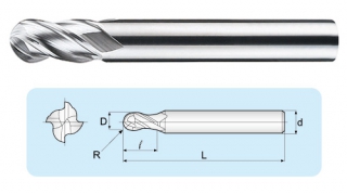 BC  4-Flutes Micro Grain Ball End Mills
