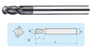 LBCA 4-flutes Micro Long Shand Ball End Mills