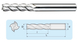 LFG 4-flutes Micro Grain Long Flute End Mills