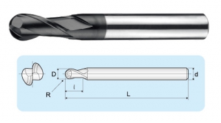 UBA 2-flutes Super Micro Grain Ball End Mills